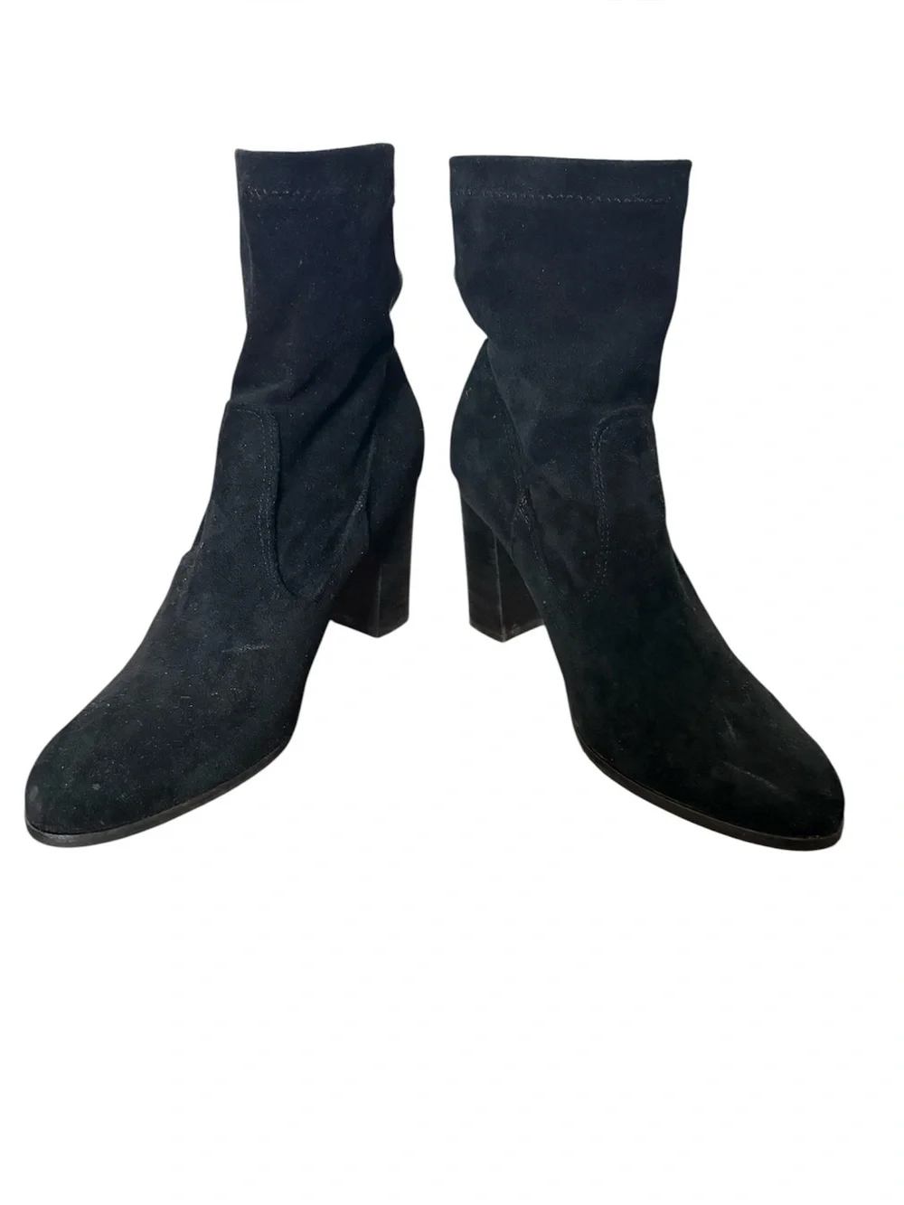 DOLCE VITA Shanda Stretch Shaft Black Suede Block Heel Ankle Boots